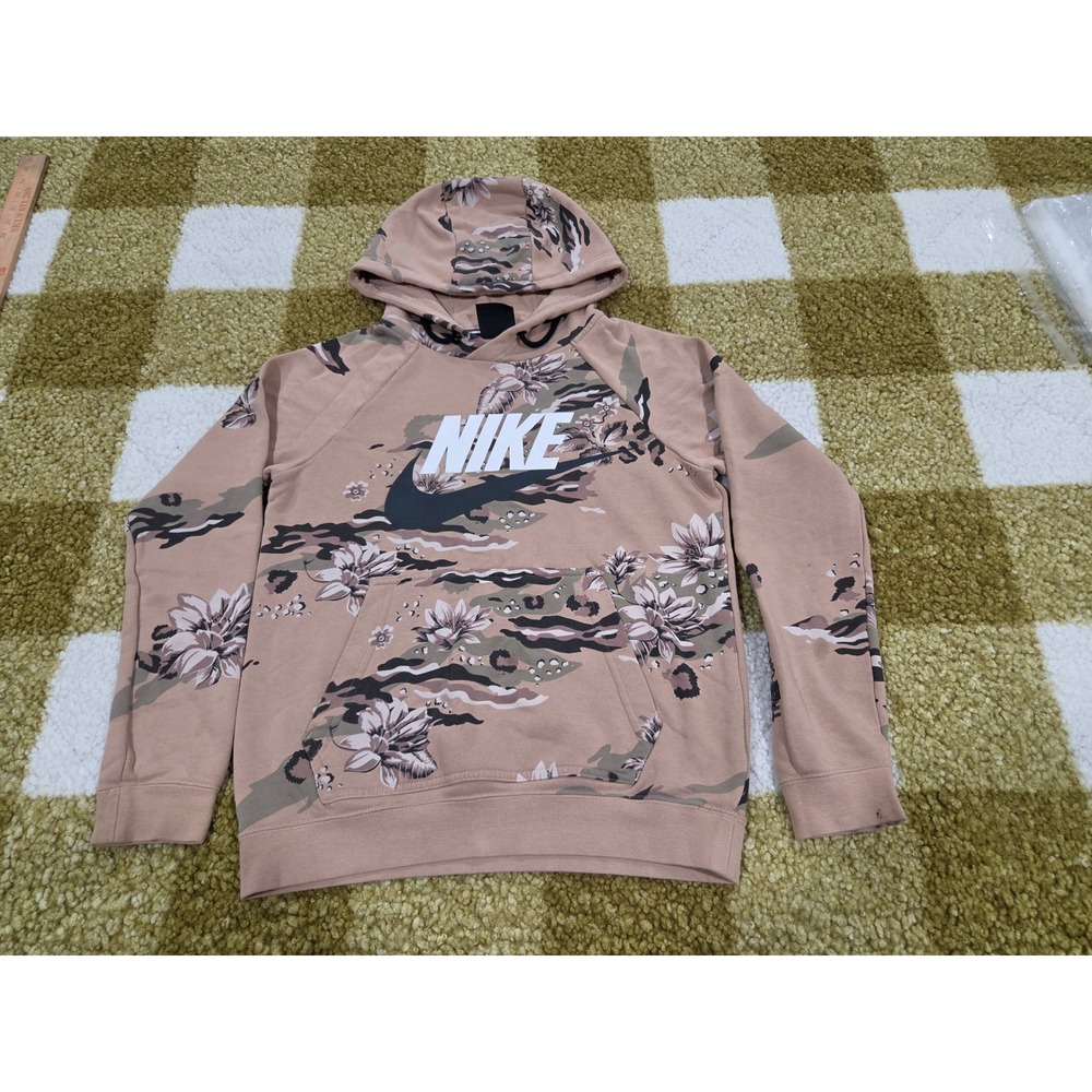 Nike Sportswear Floral Camo Hoodie Tan The Force Is Female XS Pullover
